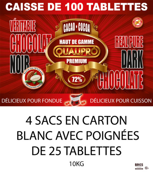 100 Tablettes De Chocolat Noir 72 cacao